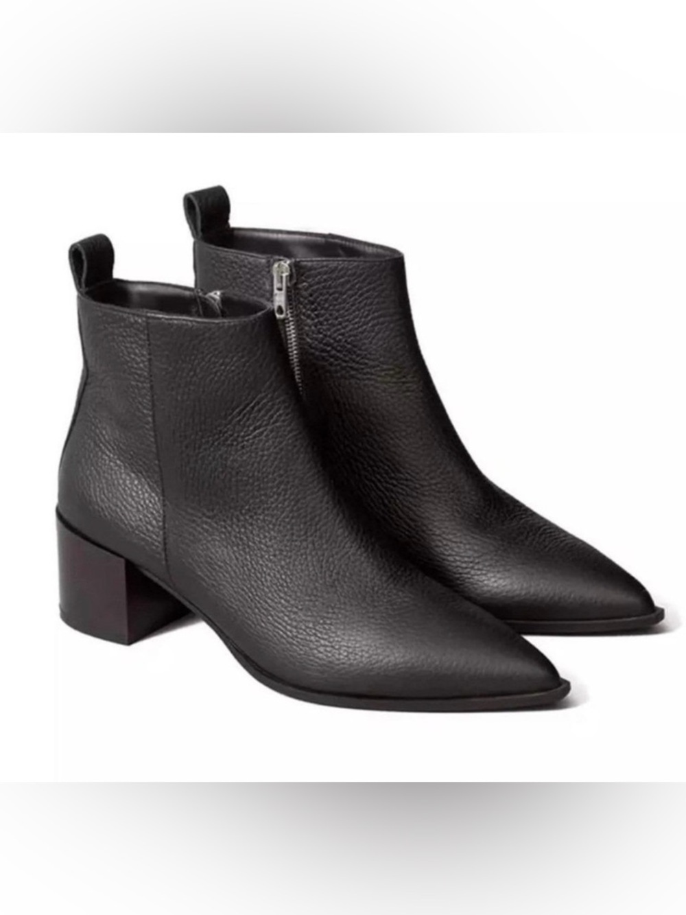 Everlane The Boss Pebbled Leather Pointed Toe Booties